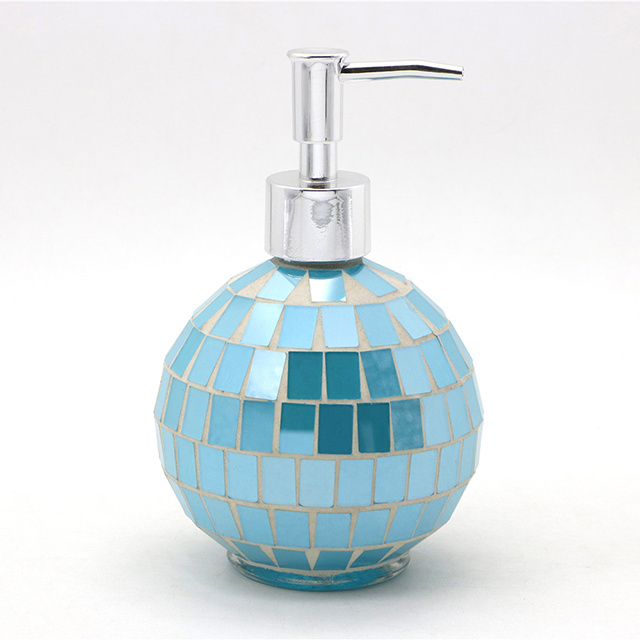 Mosaic Style Blue Bathroom Accessories 4pcs Glass Set