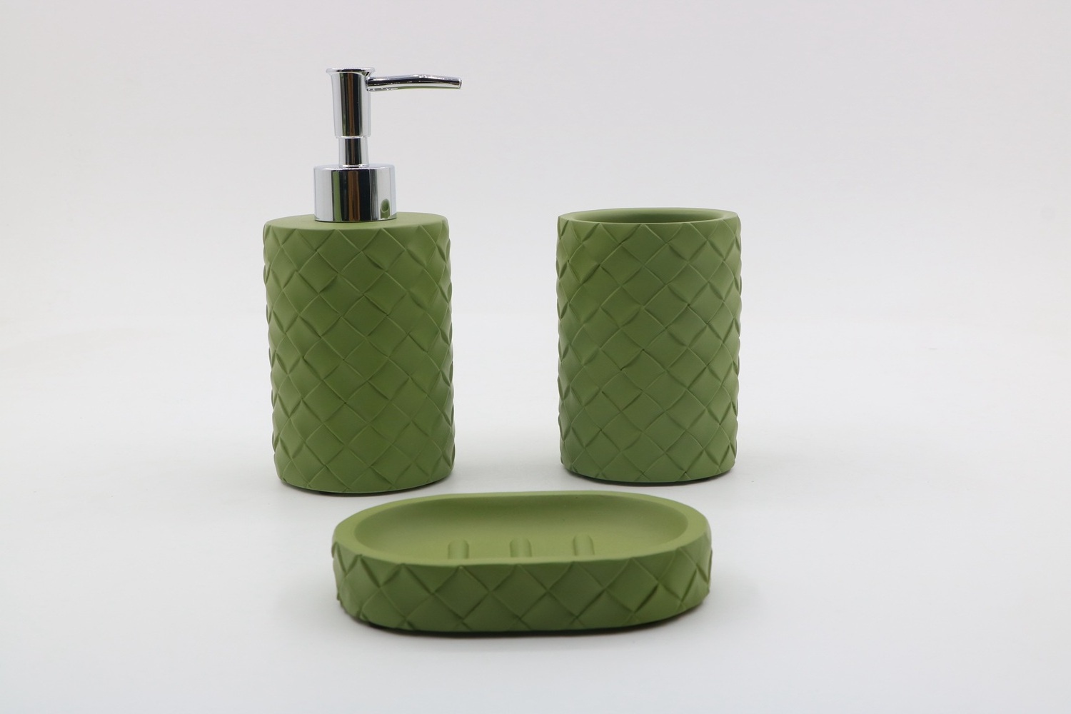 Aspire Green diamond check bathroom accessories bathroom set Lotion Dispenser Toilet Brush Holder