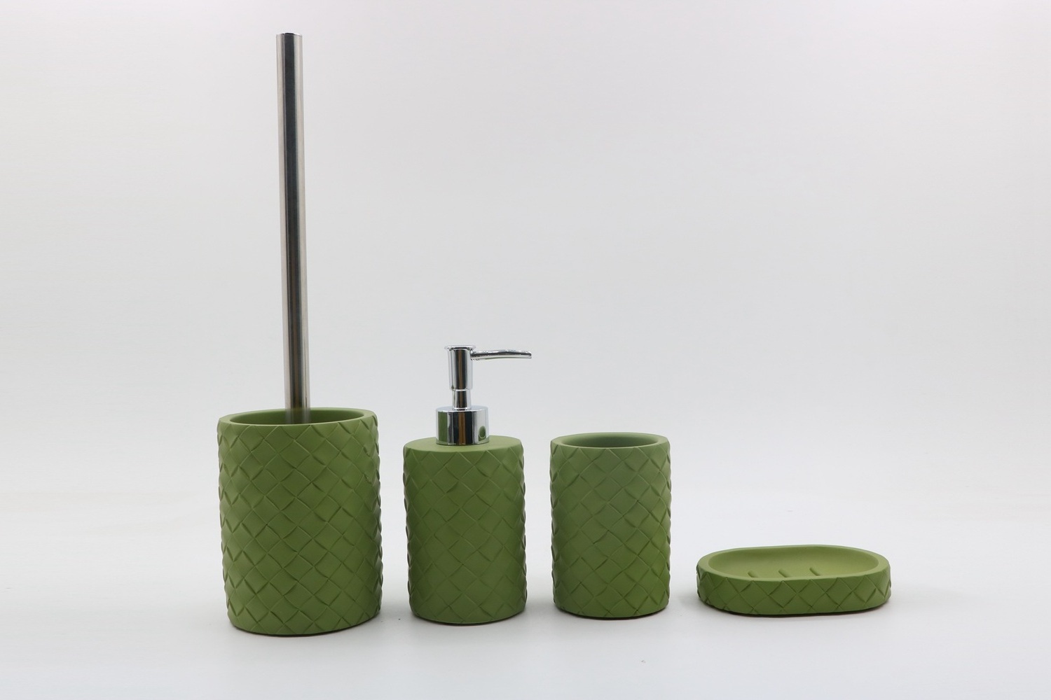 Aspire Green diamond check bathroom accessories bathroom set Lotion Dispenser Toilet Brush Holder