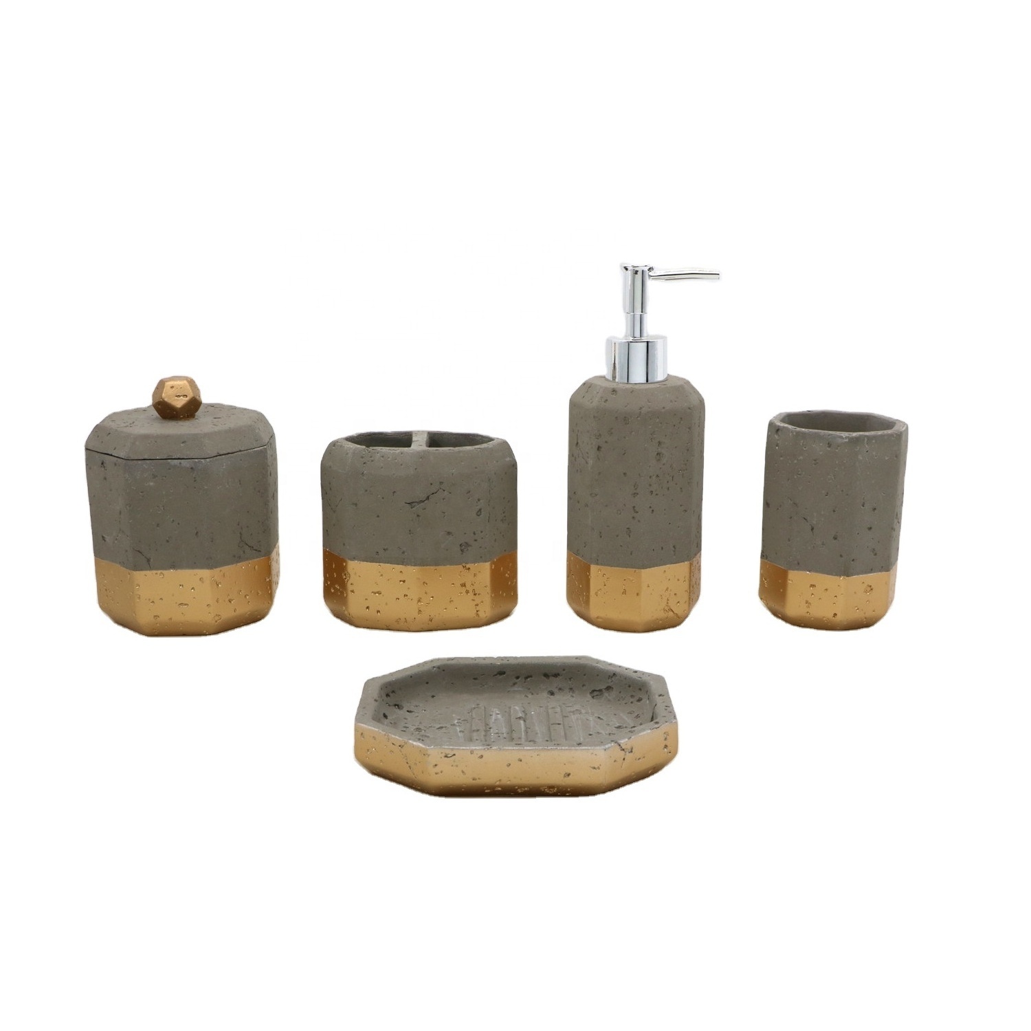 Hot Sales Concrete Bathroom Accessories Set Cement Bath Combo Set