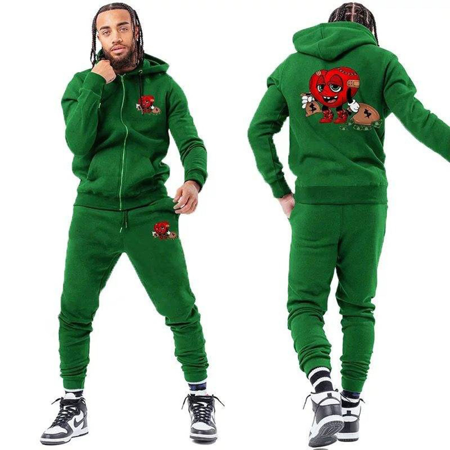 Custom logo High quality sweatsuits blanks cotton flared sweatpants and full zip up hoodie set tracksuit for men