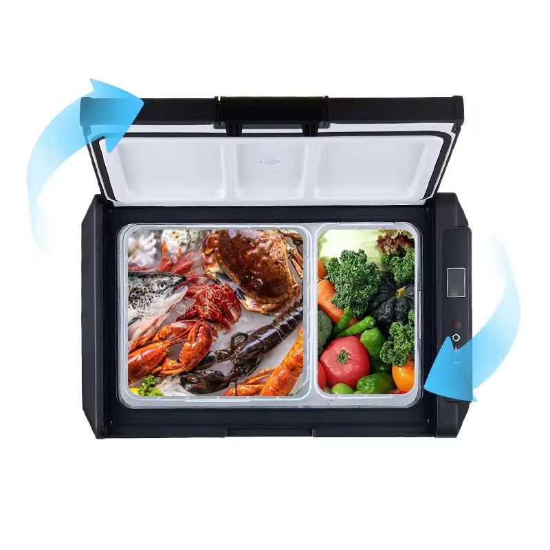 20-95L Build in Drawer DC Compressor 12V 24V Boat Refrigerator with Fridge Freezer Two Rooms for Yacht Caravan RV Car