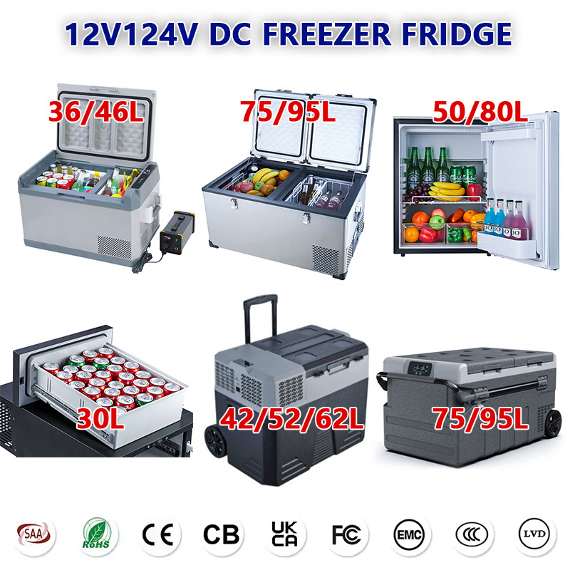 20-95L Build in Drawer DC Compressor 12V 24V Boat Refrigerator with Fridge Freezer Two Rooms for Yacht Caravan RV Car