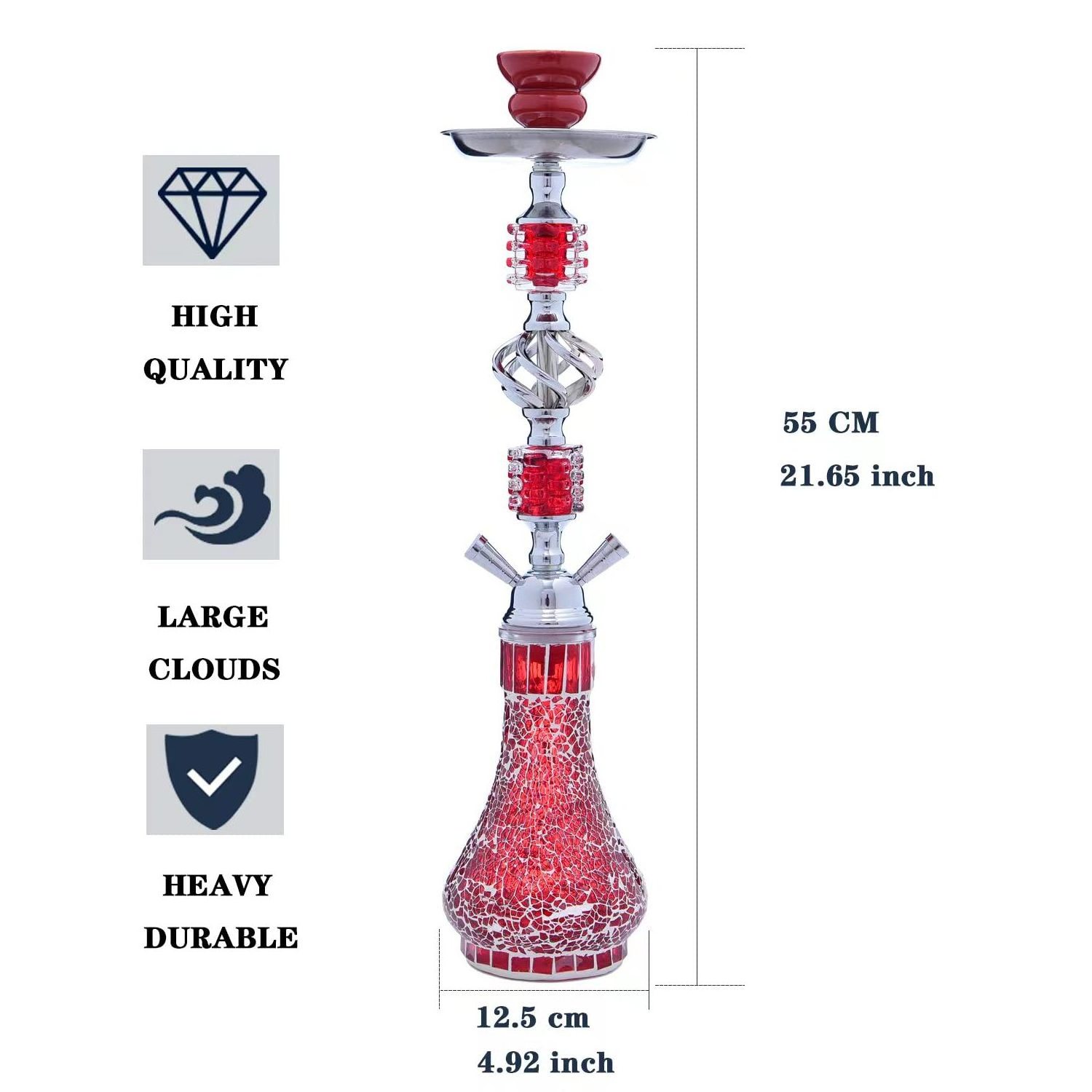 Hookah Set with 2 Hose with everything 21.65inch