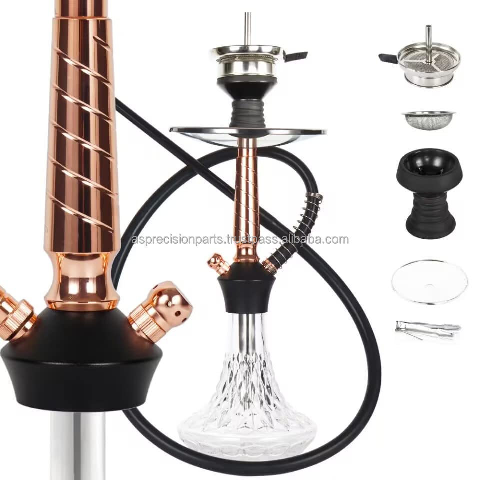 17.5inch  Hookah Set with 1 Hose Glass Hookah Parts Custom Stainless Steel Hookah Washable With Smoking Accessories