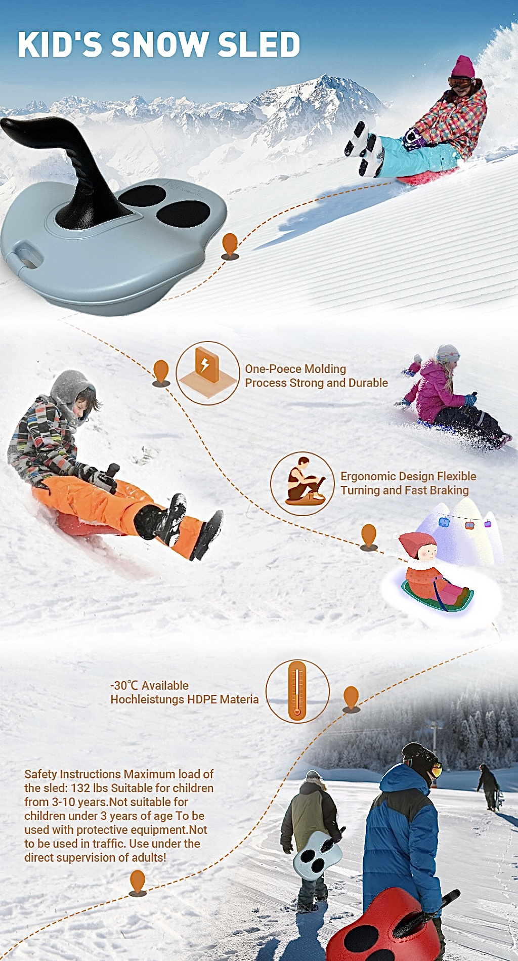 Best Premium Quality Kids Toboggans and Snow Ski Set Hammer Sledge for This Winter Safest and Most Popular Sleds & Snow Tubes