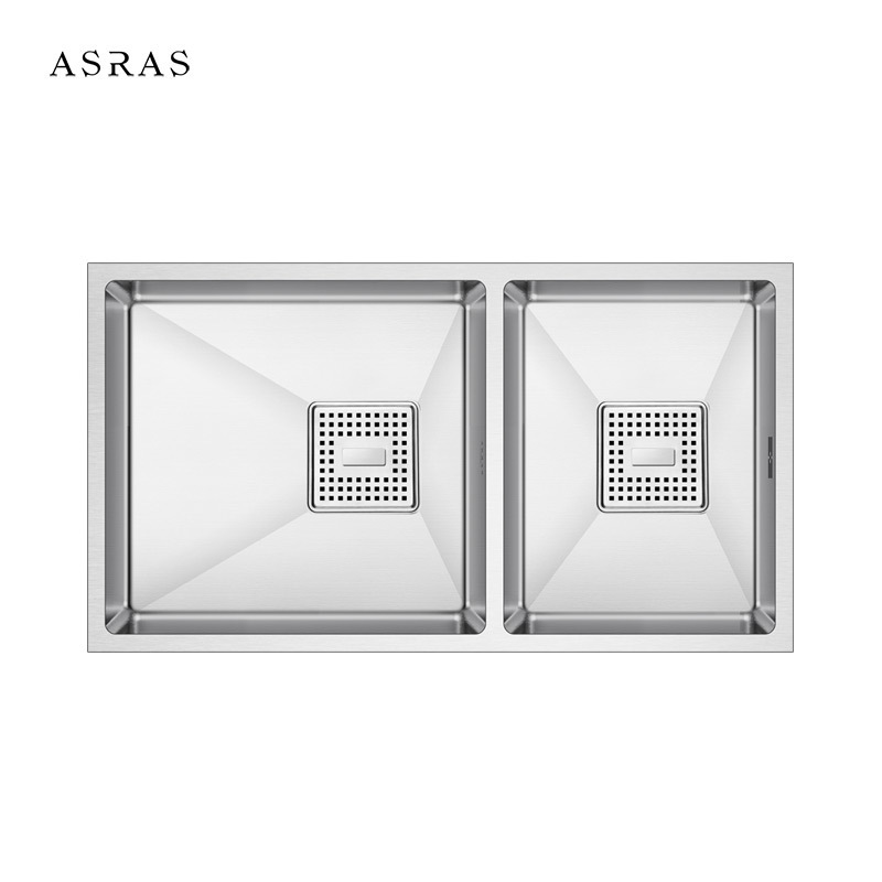 Asras SUS304 model 7843B twin bowl multipurpose sink with kitchen tap manufacturer handmade kitchen sink