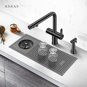 Nano Sink Cup Maker Sink Kitchen Faucet Manufacturer-5322n-1 Gun Metal Asras SUS304 Stainless Steel Modern Design Brushed