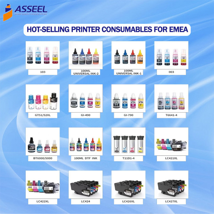 Asseel 101 Print Ink Compatible Color 70ML Water Based Bottle Refill Bulk Ink For Epson EcoTank L6276 L4150 L6170 L6290 Printer