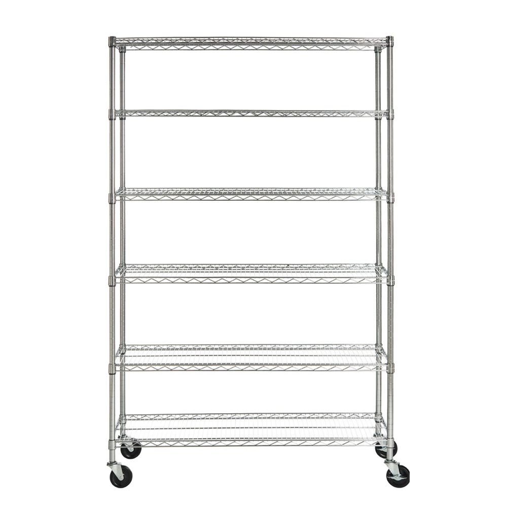 ASSMILE Senior Commercial Metal Storage Wire Shelf Durable Shelving Rack with Wheels