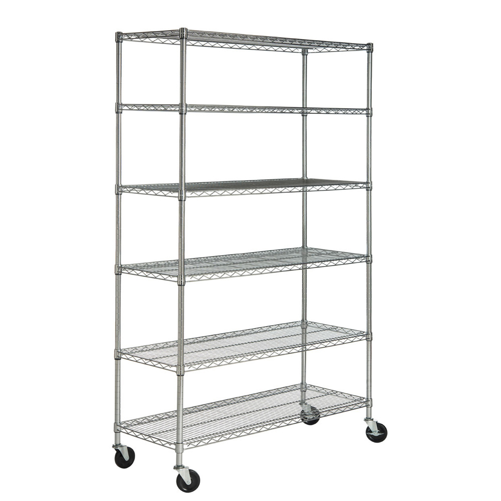 ASSMILE Senior Commercial Metal Storage Wire Shelf Durable Shelving Rack with Wheels