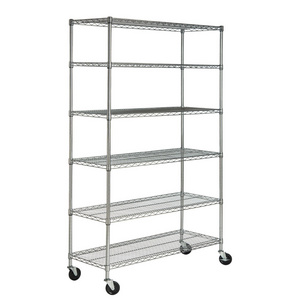 ASSMILE Senior Commercial Metal Storage Wire Shelf Durable Shelving Rack with Wheels