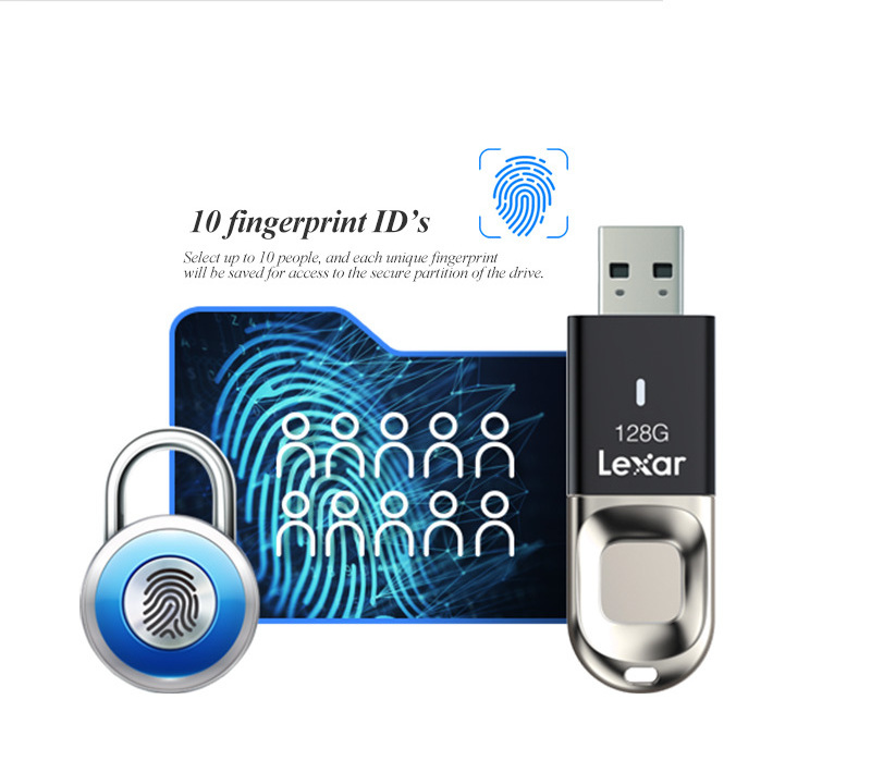 Original Lexar Usb3.0 Pen Drive F35 256gb 128gb 64gb 32gb With Fingerprint Recognition Metal Usb Flash Drive 150mb/s Pendrives