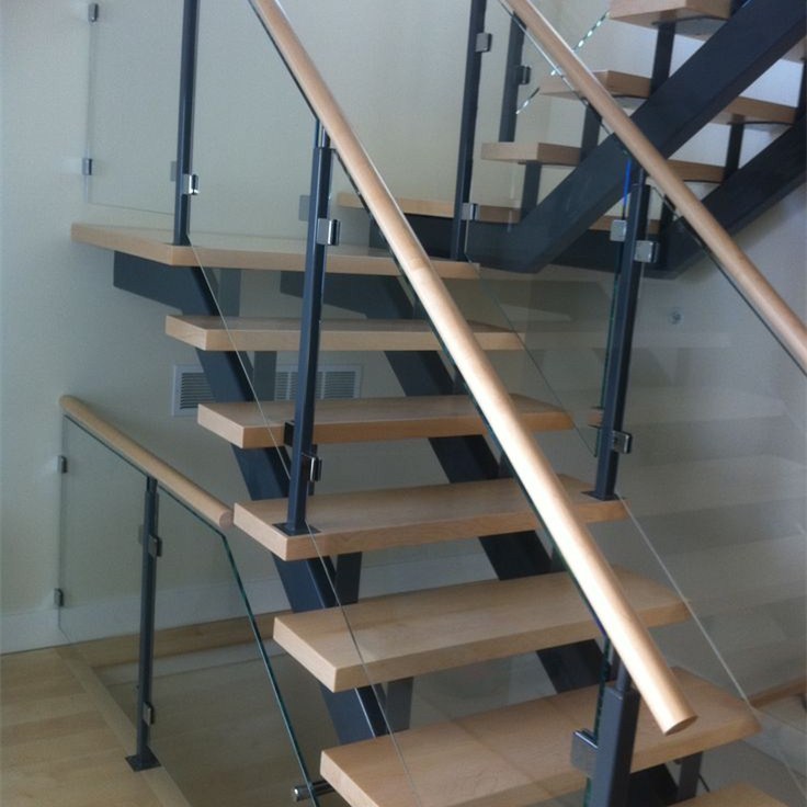 Modern Stainless Steel Glass Railing For Stairs / Stainless Steel Stair Handrail Manufacturer