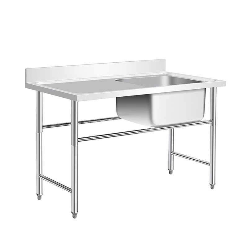 Stainless Steel Sink Kitchen Waste Collection Work Table with Single Sink Bench