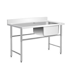 Stainless Steel Sink Kitchen Waste Collection Work Table with Single Sink Bench