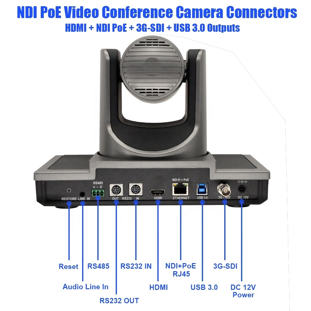 4K 8MP IMX415 NDI PTZ Camera 12X Zoom NDI HX HD-MI SDI USB 3.0 LAN POE VISCA RTMP NDI Protocol PTZ Video Conference Camera 4K