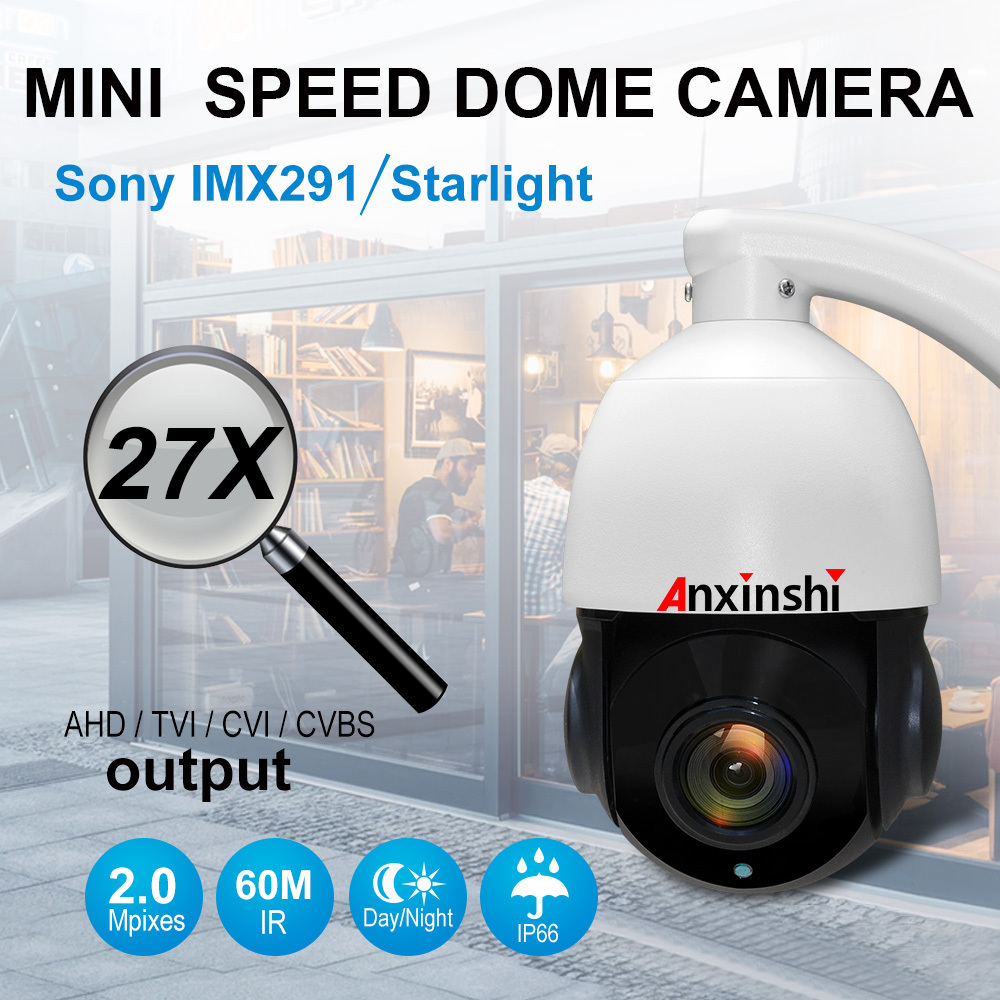 Anxinshi Full HD 1080P HD 27X 4 in 1 Starlight High Speed PTZ Camera Outdoor 2MP AHD TVI CVBS CVI Output PTZ Camera