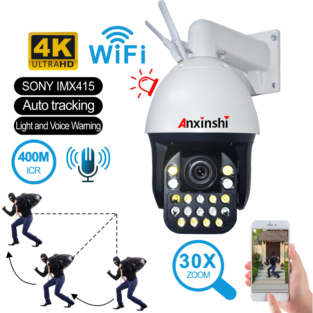 Anxinshi Factory Wholesale 2022 HD Vision Wifi CCTV PTZ  Road Camera 8MP Wifi Camera Bulb Lamp PTZ Outdoor Weatherproof Camera