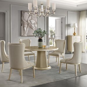 Modern High Quality Custom Marble top dining round table upholstery home furniture solid wood for Dining Room