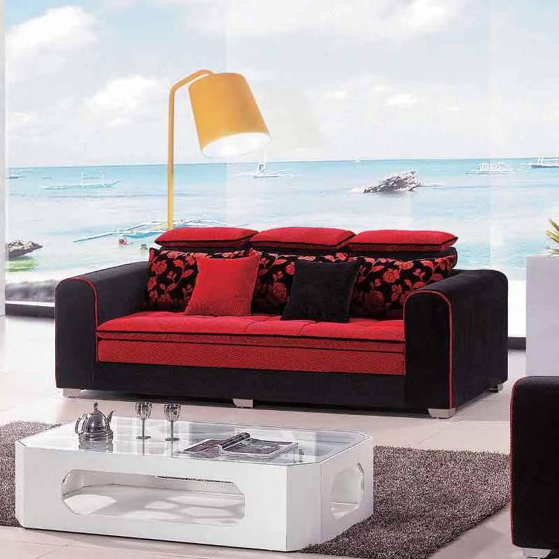 Living room black and red color sofas premium modern style sofa set for living room