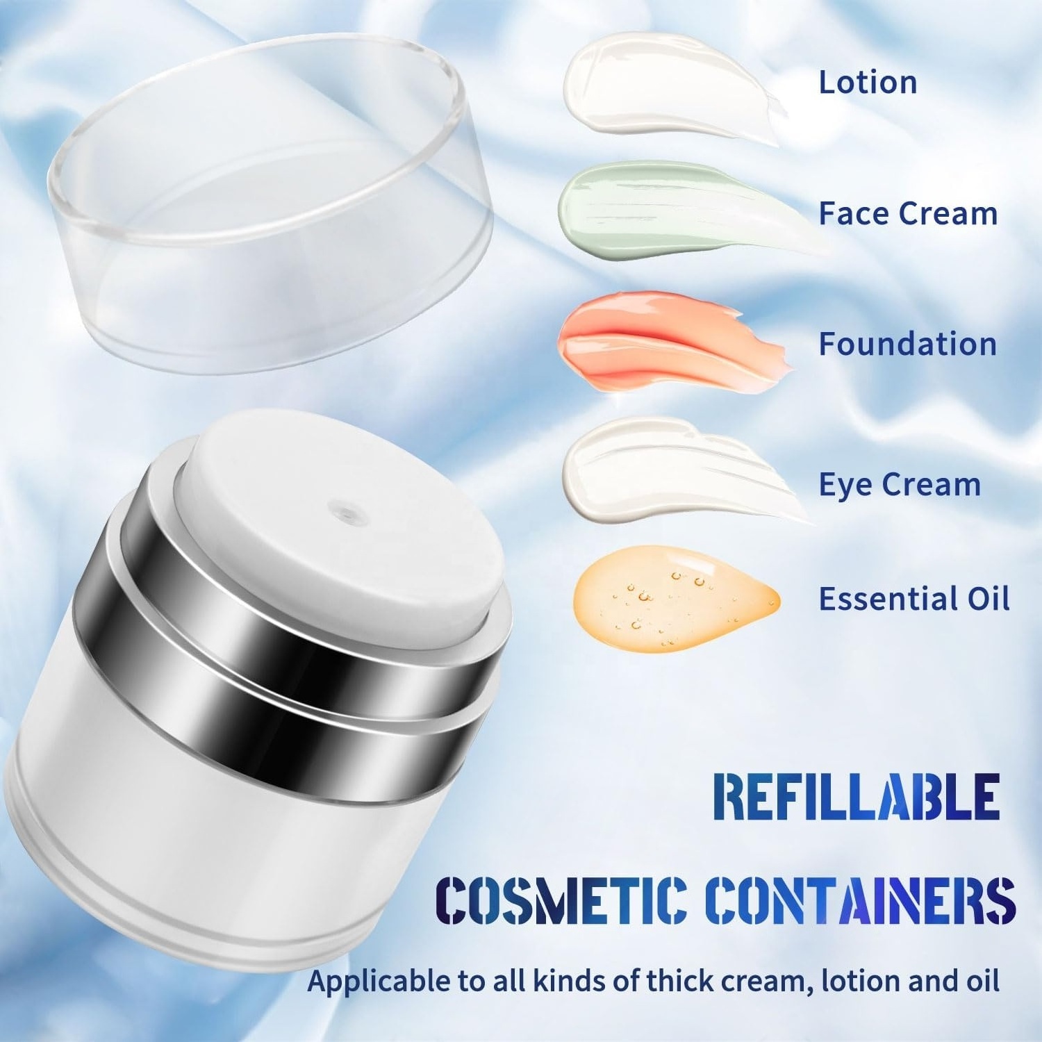 Factory Price Luxury Reusable 15g 30g 50g 100g Acrylic PP Airless Pump Container Vacuum Cream Jar For Cosmetic