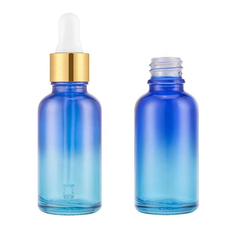 Stock Rainbow Colored 30ml Gold Drop Empty Tincture Essential Oils Perfume Eye Cream Glass Dropper Bottle