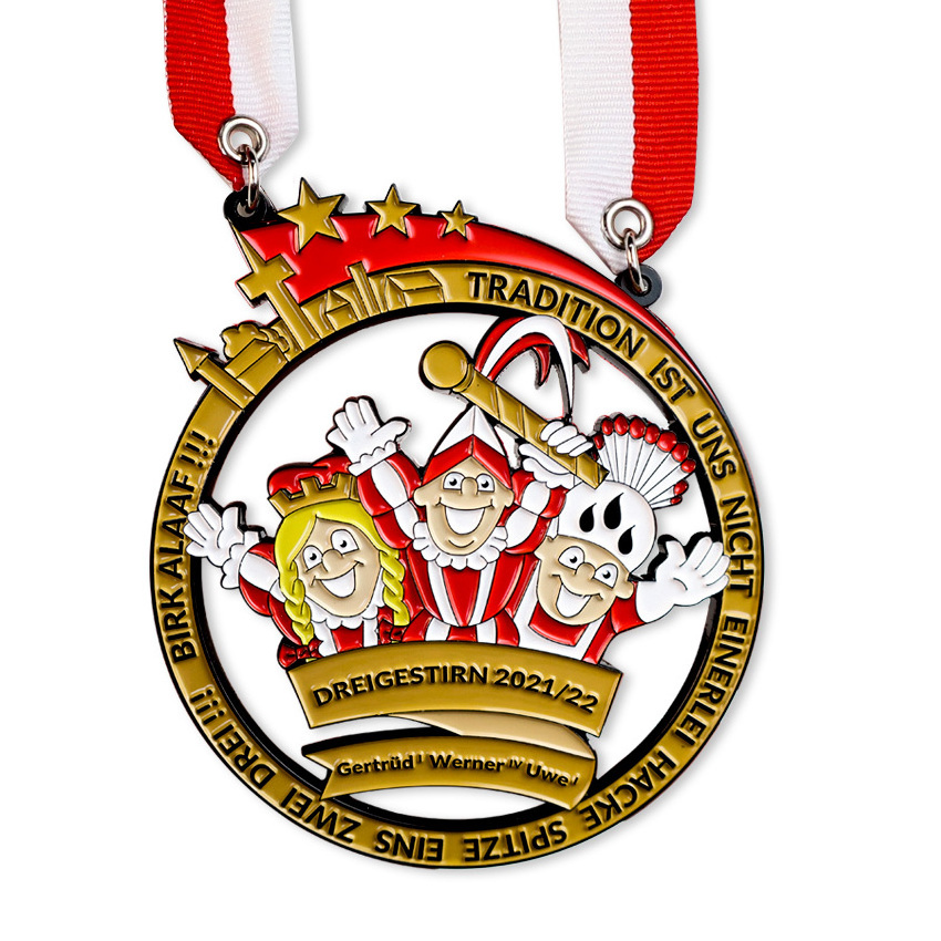 Custom souvenir plated color carnival fiesta medal with chain