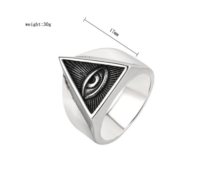 Old Style Amulet Retro Ancient Symbol Pyramid Triangle Stainless Steel Finger Rings Eye Ring Illuminati Ring For Men