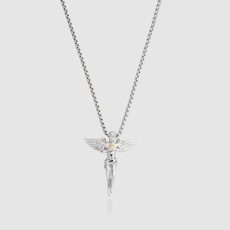 Angel Necklace Jewelry Guardian Los Angeles  Silver Angel Pendant  14k Gold Stainless Steel  Chain Titanium Steel Necklace