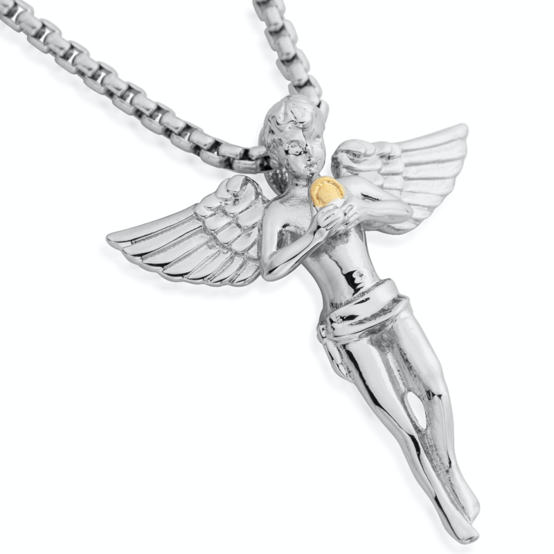 Angel Necklace Jewelry Guardian Los Angeles  Silver Angel Pendant  14k Gold Stainless Steel  Chain Titanium Steel Necklace