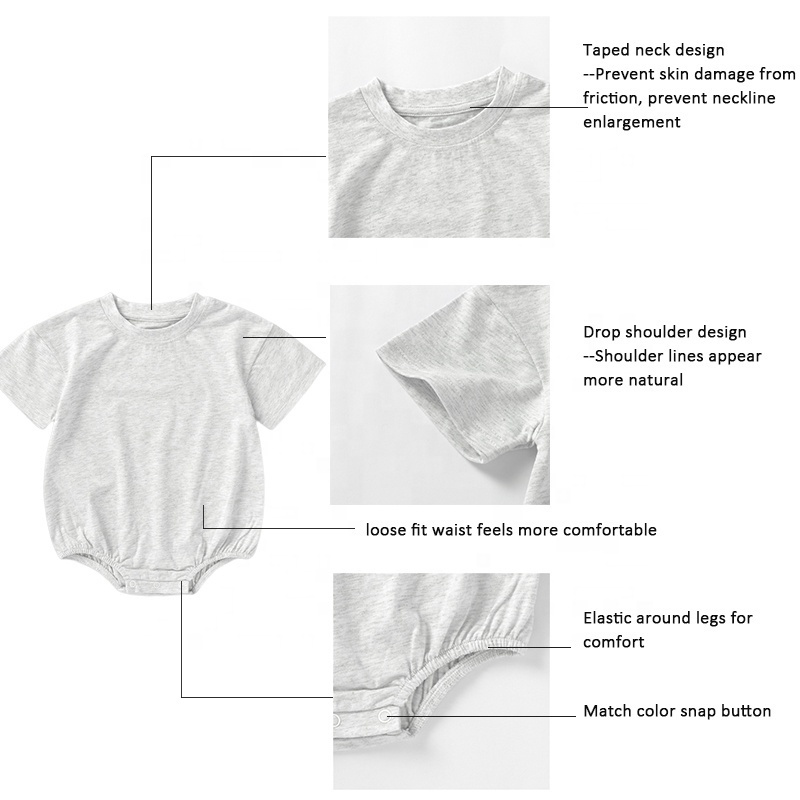 Factory Supply 100% Organic Cotton Summer Short Sleeve blank clothes Baby Bubble Romper