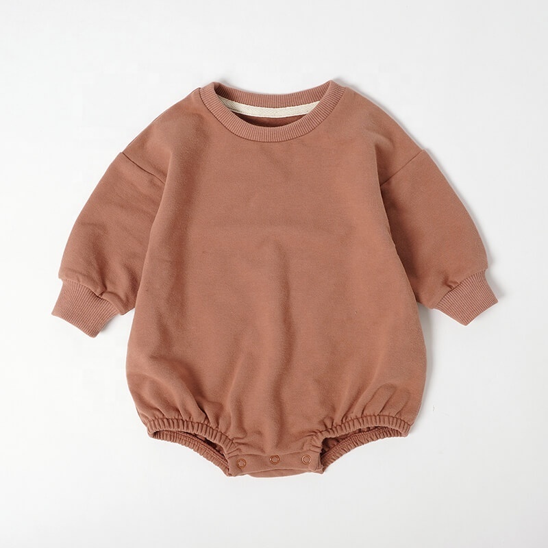 Long Sleeve Autumn French Terry Drop Sleeves Organic Cotton Baby Sweatshirt Romper