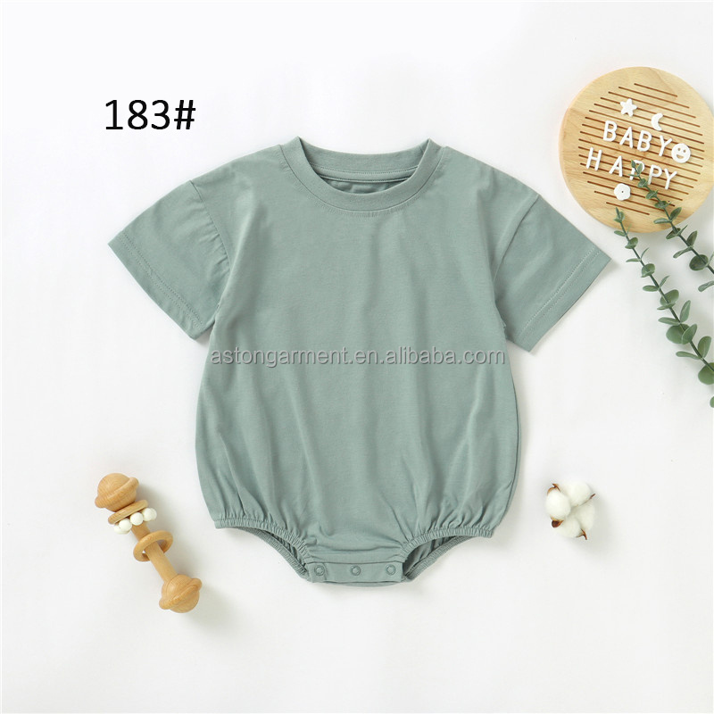 Factory Supply 100% Organic Cotton Summer Short Sleeve blank clothes Baby Bubble Romper