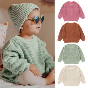 Wholesale Baby Pullovers Knitwear Winter Toddler Kids Clothes Plain Knitted Baby Sweaters