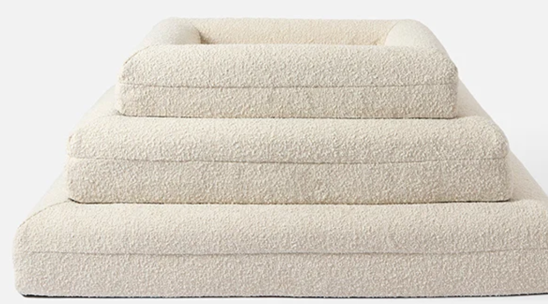 wholesale high quality boucle dog bed orthopedic foam cooling gel memory foam pet dog rectangle waterproof bulk beds