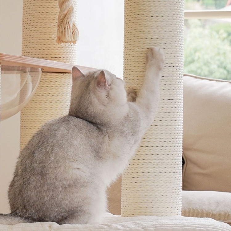 Wholesale Beige Cat Tower Scratches Post Space Capsule Cat Tree Hammock Cat Condo