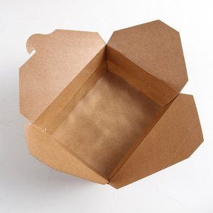 Wholesale paper fast food lunch packaging boxes biodegradable disposable kraft food take away paper lunch box