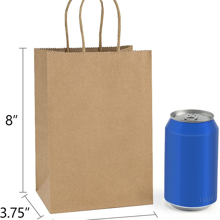 FREE samples Eco friendly customized Personalized Small Paper Gift Party Bags Kraft Paper Brown Bags with Handles Bulk