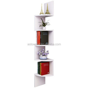 5 Tiers Floating Wall Corner Mounted Storage Display Unit bookshelf