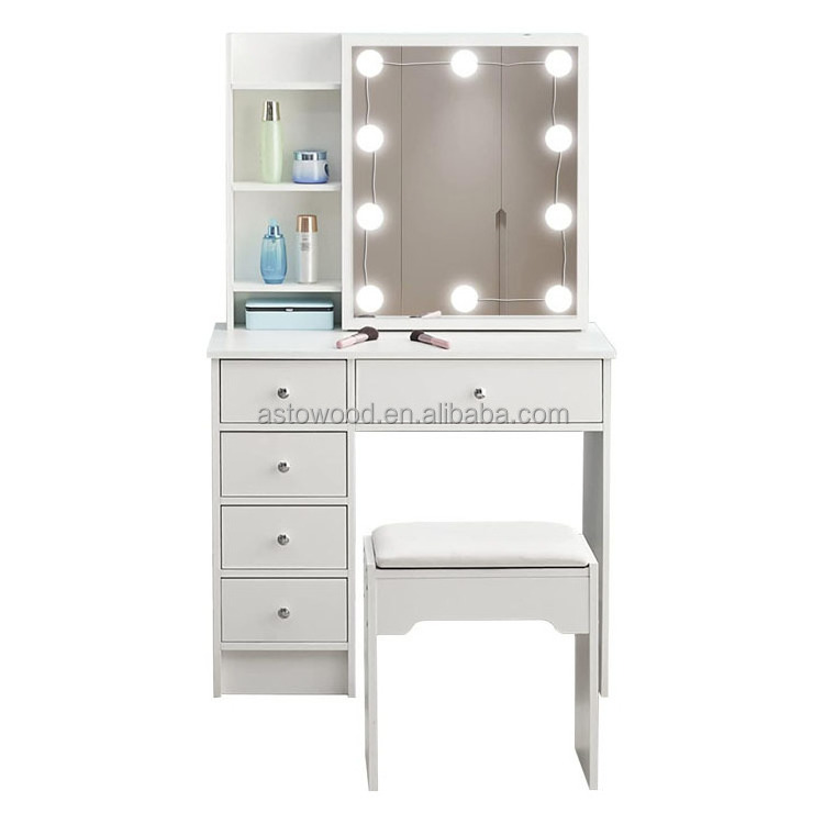 Makeup Vanity Table Lighted Mirror Dressing Table Led Mirror Bulb makeup desk With Drawers