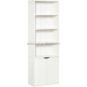 2 Door 4 Shelves Tall Bookcase Modern Storage Cupboard Display Unit for Living Room Study Bedroom Home Office Furniture White