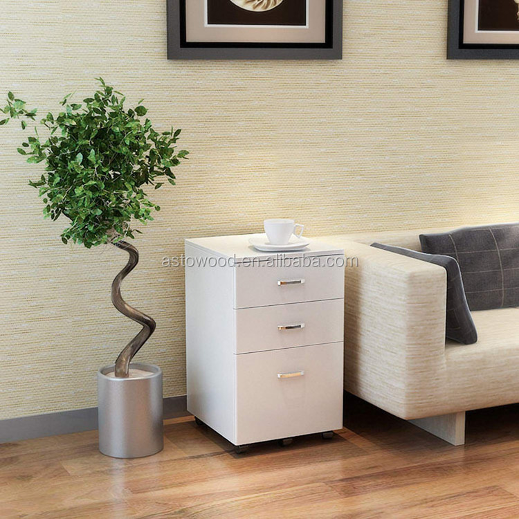 Mobile 3 Drawer White Under Desk Pedestal Unit