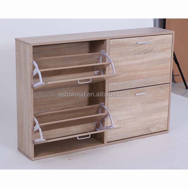 Modern elegant indoor storage wooden shoe rack cabinet With 4 Drawers