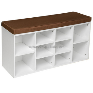 Melamine PB Cheapest Factory Price Shoe Cabinet Bench With Cushion Storage