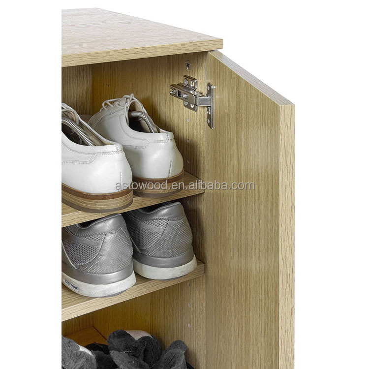 White Shoe Cabinet 2 Doors Storage Unit with 5 Shelves in White