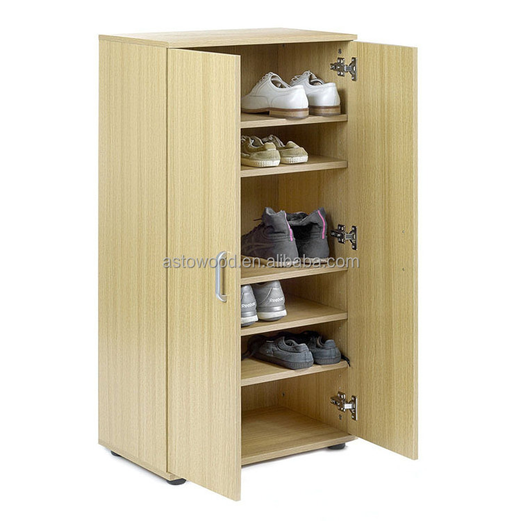 White Shoe Cabinet 2 Doors Storage Unit with 5 Shelves in White