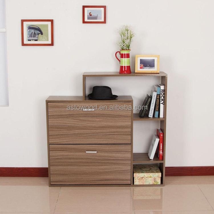 Wood Effect Shoe Cabinet withTwo Drawers and Storage Shelf