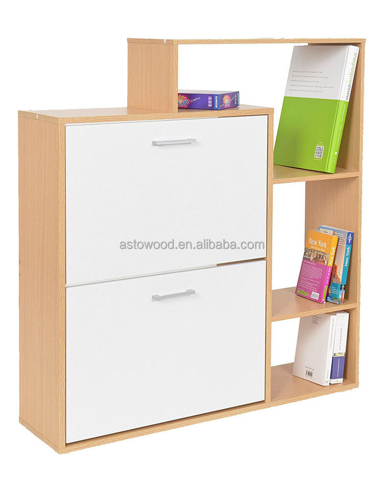 Wood Effect Shoe Cabinet withTwo Drawers and Storage Shelf