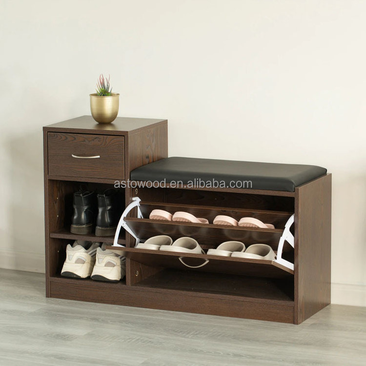 Shoe Storage Cabinet Bench Seat Wooden Furniture 1 Drawer Organizer